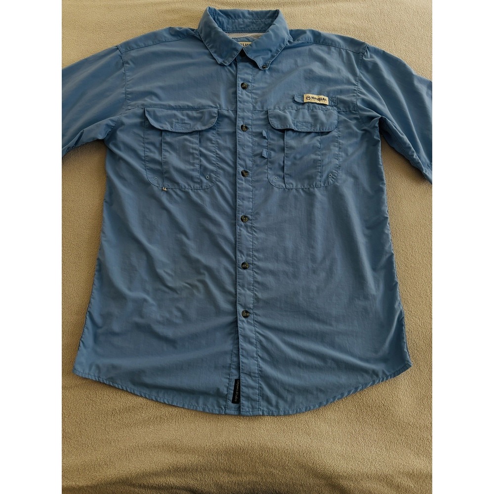 Magellan Men's S Blue Nylon Short Sleeve Fishing Shirt Vented outdoors Boating *